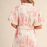 &MERCI - FLORAL EMBROIDERY BELTED MINI DRESS MDR4555