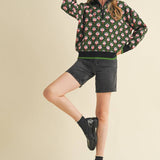 &MERCI - FLORAL MOCK NECK HALF ZIP PULLOVER MSW10829
