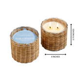 Hillhouse Naturals/Field+Fleur - Blue Seaside 2 Wick Handwoven Candle 12oz. Ctn.6