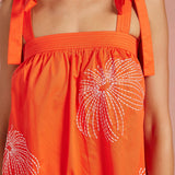 Strut & Bolt - Embroidered Tie Shoulder Sleeveless Mini Dress