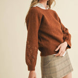 &MERCI - FLORAL KNIT PUFF SLEEVE SWEATER MSW10912