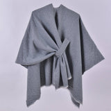 Rosa Clothing - Asymmetric plain classic Thermal Ruana Shawl