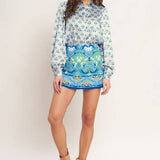 FLYING TOMATO - A printed woven skort - IP8023-T IVORY BLUE