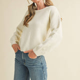 &MERCI - FLORAL KNIT PUFF SLEEVE SWEATER MSW10912
