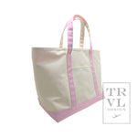 TRVL Design - Maxi Tote - Coated Canvas Large Natural With Gingham Pink
