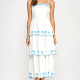 Strut & Bolt - Seashell Embroidery Scallop Layered Midi Dress