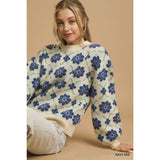 STYLE USA - Retro Floral Knit Sweater Top