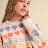 &MERCI - GEOMETRIC HEART DESIGN SWEATER PULLOVER MSW11478