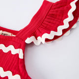 Rylee Faith Designs - Summer Red Girls Ruffle Trim Dress