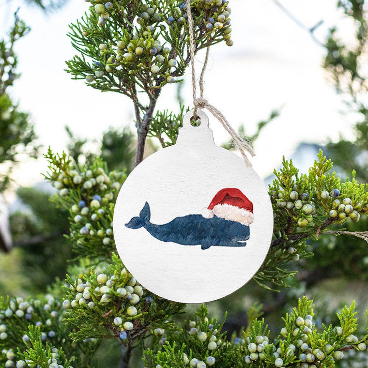 Rustic Marlin - Santa Whale Bulb Ornament