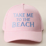 Fashion City - TAKE ME TO THE BEACH Embroidered Seersucker Trucker Hat