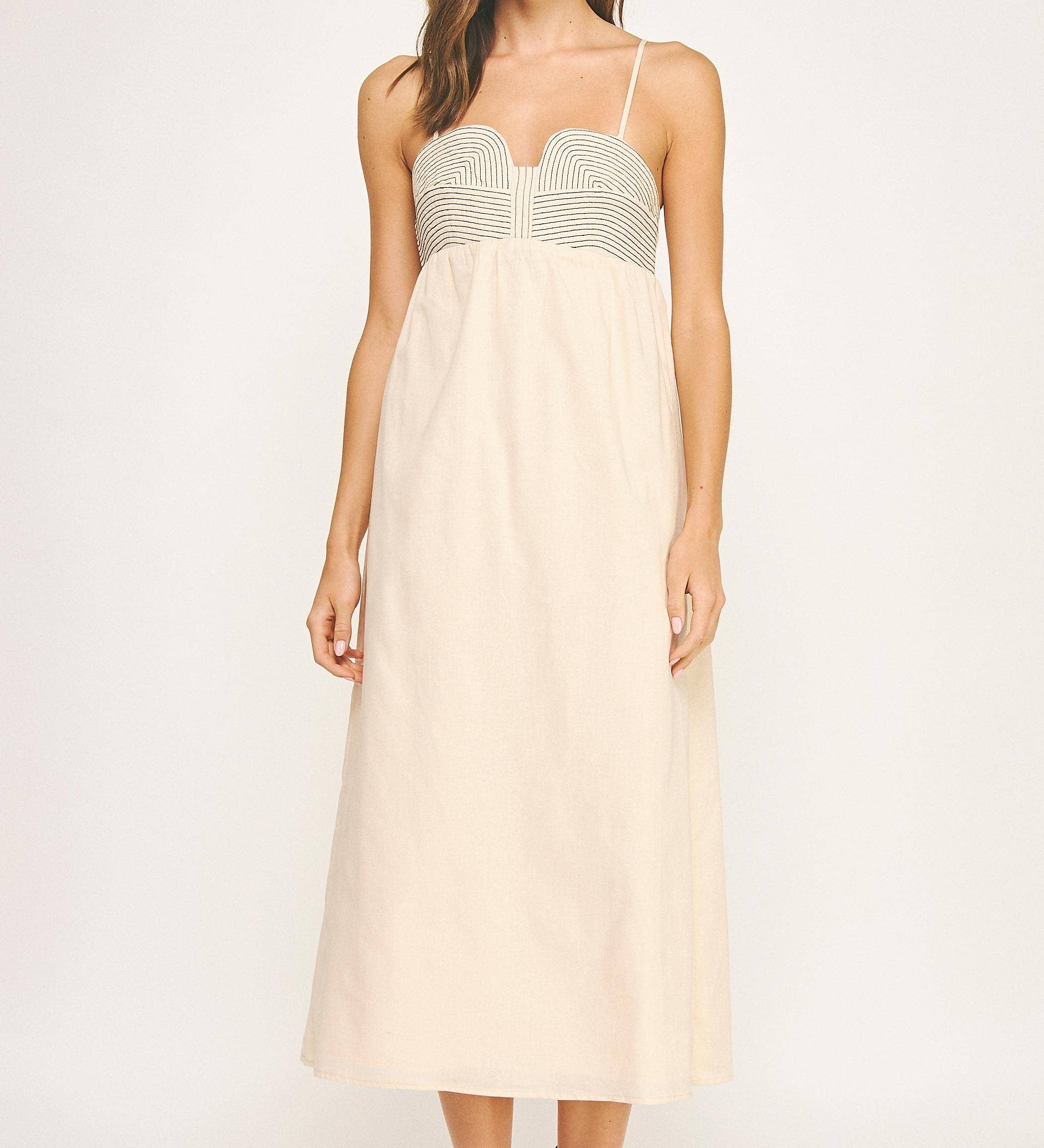 Strut & Bolt - Top Stitch Bustier Linen Midi Dress