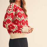 &MERCI - FUZZY TEXTURE FLORAL SWEATER MSW11198