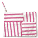 Anju Jewelry - Handcrafted Canvas Pouch with Block-Printed Pink Stripes