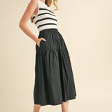 &MERCI - MIXED MEDIA STRIPED MIDI DRESS MDR3846