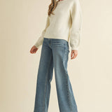 &MERCI - FLORAL KNIT PUFF SLEEVE SWEATER MSW10912
