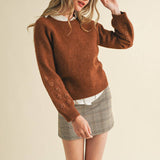 &MERCI - FLORAL KNIT PUFF SLEEVE SWEATER MSW10912