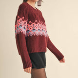 &MERCI - CABLE KNIT FAIR ISLE SWEATER MSW10679