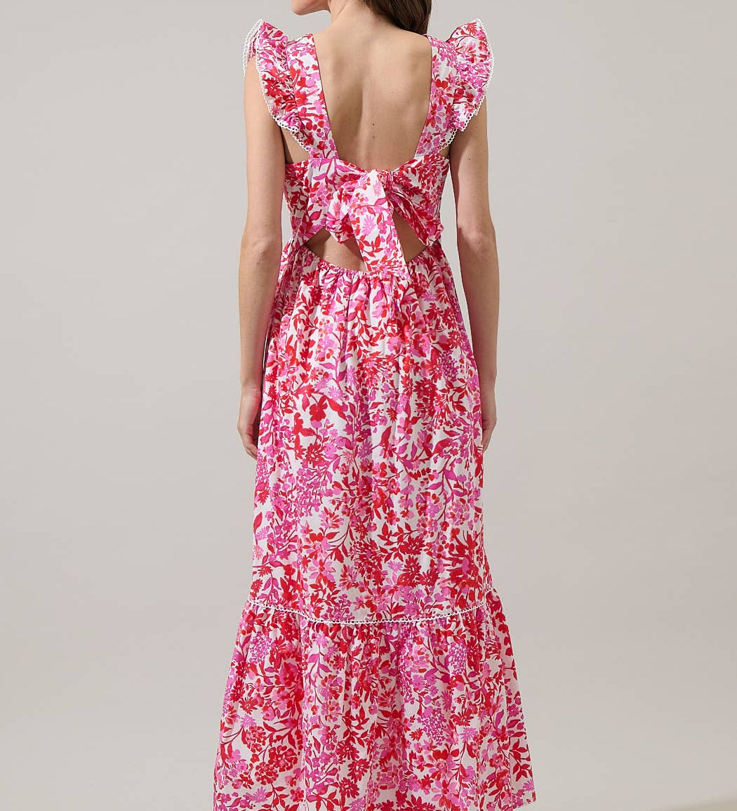 Sugarlips - Reidy Floral Mawar Ruffle Midi Dress