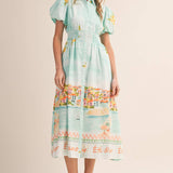 &MERCI - EXCLUSIVE LANDSCAPE PRINT BUTTON DOWN MIDI DRESS MDR4784