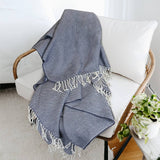 Herringbone Knit Fringe Throw Blanket