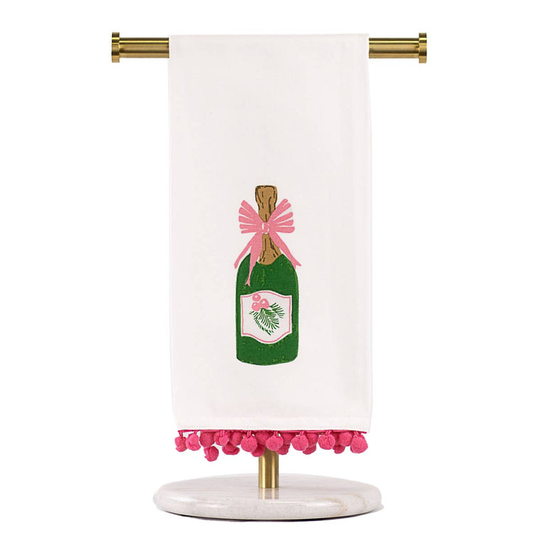 The Royal Standard - Mistletoe Bubbly Hand Towel   White/Green/Pink   20x28