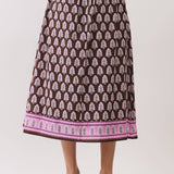 TCEC - CS4105-Border Print Elastic Back Waistband Midi Skirt