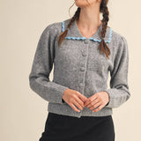 &MERCI - CONTRAST SCALLOPED COLLAR SWEATER CARDIGAN MSW11141