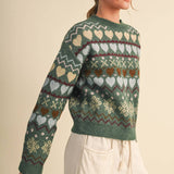 &MERCI - GEOMETRIC HEART DESIGN SWEATER PULLOVER MSW11478