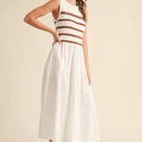 &MERCI - MIXED MEDIA STRIPED MIDI DRESS MDR3846