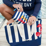 Shiraleah - "SEA SUN SAND" ZIP POUCH,NAVY
