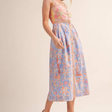 &MERCI - EXCLUSIVE FLORAL BUTTON DOWN TAPE TRIM MIDI DRESS MDR4735