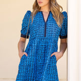 Strut & Bolt - Scallop Print Puff Sleeve Mini Dress