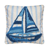Peking Handicraft - Coastal Sailboat Tufted Hook Pillow