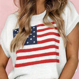 Rosa Clothing - Cap Sleeve American Flag Knit Top