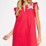 Strut & Bolt - Crochet Detail Linen Mini Dress
