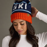 Panache Apparel Co. - Orange, Navy & Lt. Blue Ski Pom Hat