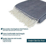 Herringbone Knit Fringe Throw Blanket
