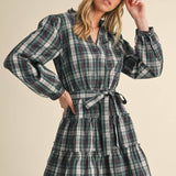 &MERCI - PLAID MINI DRESS WITH TIERED RUFFLE TRIM MDR3538