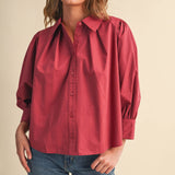 &MERCI - PUFF SLEEVE BUTTON DOWN TOP MTP5145