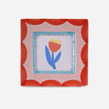 ChagoArt - Hand-painted Ceramic Photo Frame, Red Scallop