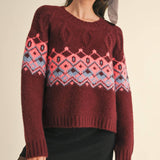 &MERCI - CABLE KNIT FAIR ISLE SWEATER MSW10679