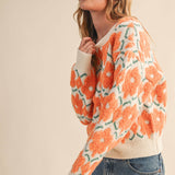 &MERCI - FUZZY TEXTURE FLORAL SWEATER MSW11198
