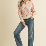 &MERCI - FLORAL MOCK NECK HALF ZIP PULLOVER MSW10829