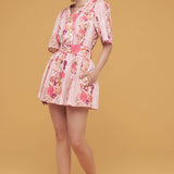 Strut & Bolt - Romantic Floral Print Contrast Piping Mini Dress