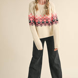 &MERCI - CABLE KNIT FAIR ISLE SWEATER MSW10679