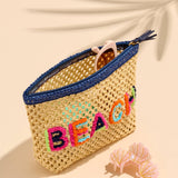 Shiraleah - "BEACH" STRAW ZIP POUCH,NATURAL