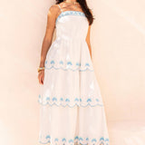 Strut & Bolt - Seashell Embroidery Scallop Layered Midi Dress