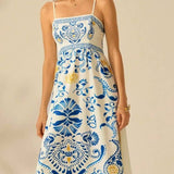 Rosa Clothing - Cascais Bohemia Tropical palm strappy sundress