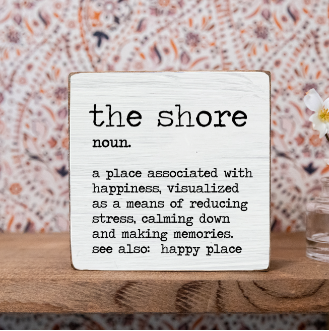 Rustic Marlin - Jersey Shore Happy Place Definition Decorative Wooden Block